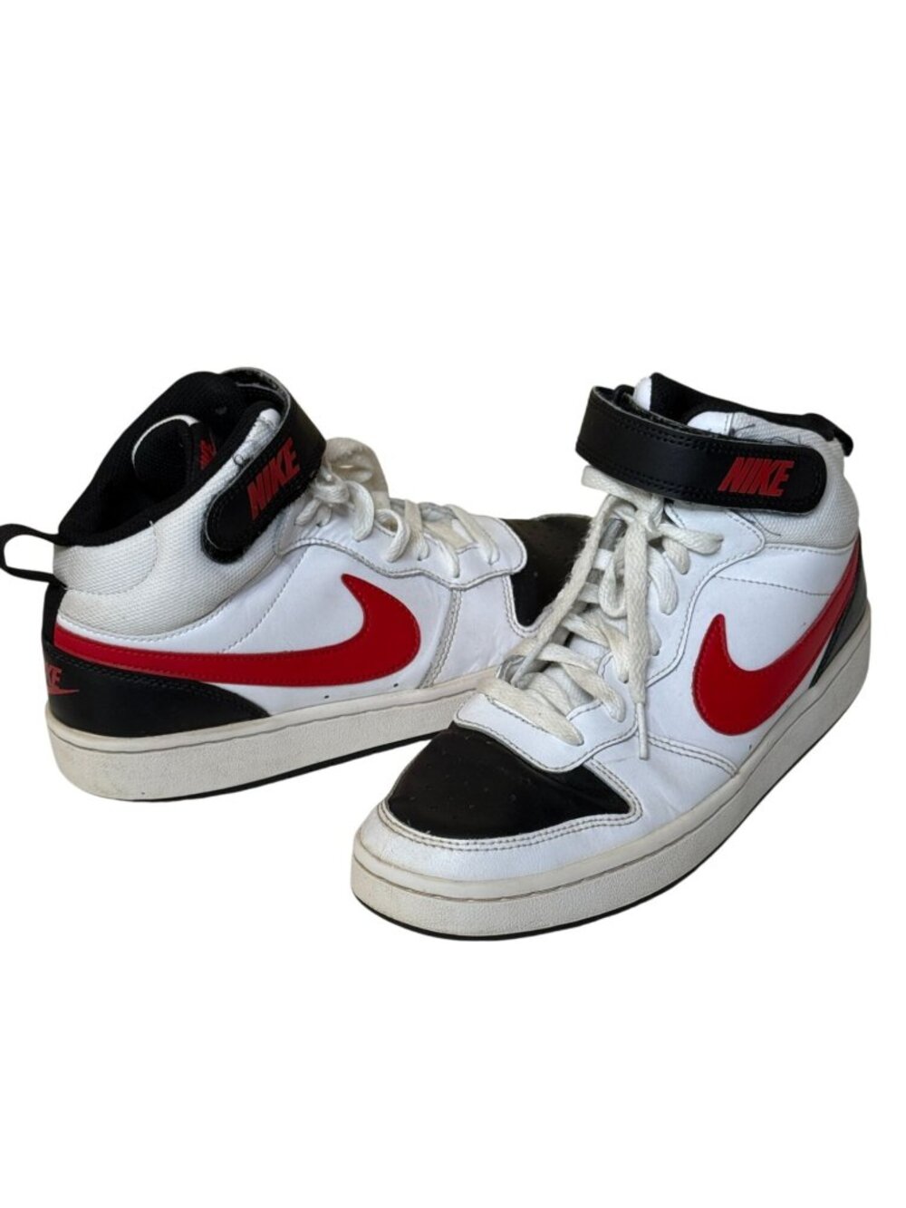 Nike Court Borough Mid 2 Kids 7Y White Black Red High Top Sneakers CD7782-110